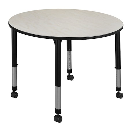 Regency Round Mobile Tables, 48 W, 48 L, 23-34 H, Wood, Metal, Maple TB48RNDPLAPCBK